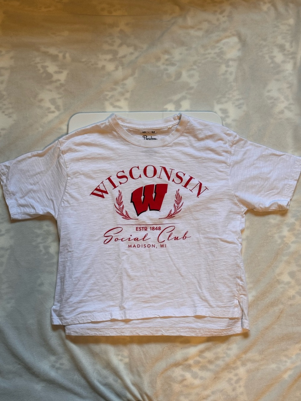 Pressbox White Wisconsin Red Logo Tee